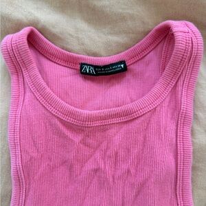 Zara Vibrant Pink Ribbed Sleeveless Top